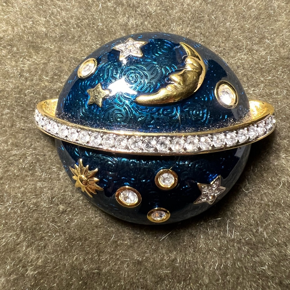 SWAROVSKI SIGNED ENAMEL CELESTIAL BROOCH